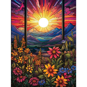 Flowers Sunrise 30*40CM (canvas) Full Square Drill Diamond Painting