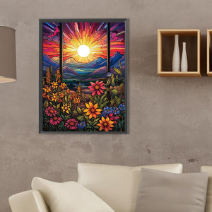 Flowers Sunrise 30*40CM (canvas) Full Square Drill Diamond Painting