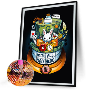 White Rabbit And Mad Hatter 40*60CM (canvas) Full AB Round Drill Diamond Painting