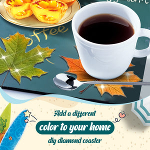 8 Pcs Acrylic Diamond Painting Coasters Kits with Holder Cork Pads (Maple Leaf)
