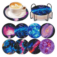 Load image into Gallery viewer, 8 Pcs Acrylic Diamond Painting Coasters with Holder Cork Pads (Galactic System)
