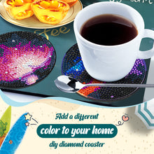 Load image into Gallery viewer, 8 Pcs Acrylic Diamond Painting Coasters with Holder Cork Pads (Galactic System)
