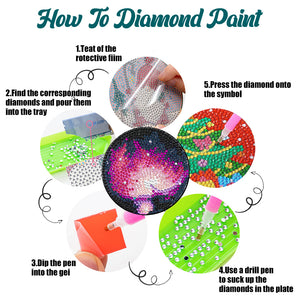 8 Pcs Acrylic Diamond Painting Coasters with Holder Cork Pads (Galactic System)