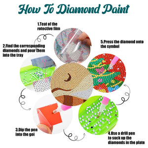 6Pcs Acrylic Diamond Painting Coaster with Holder Cork Pads(Geometric Landscape)