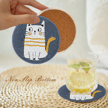 Load image into Gallery viewer, 8 Pcs Acrylic Diamond Painting Coasters Kits with Holder Cork Pads (Cartoon Cat)
