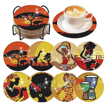 Load image into Gallery viewer, 8 Pcs Acrylic Diamond Painting Coasters with Holder Cork Pads (Indian Element)
