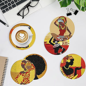 8 Pcs Acrylic Diamond Painting Coasters with Holder Cork Pads (Indian Element)