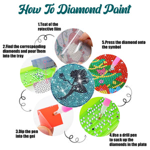 8 Pcs Acrylic Diamond Painting Coasters with Holder Cork Pads (Beautiful Girl)