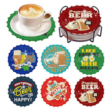 Load image into Gallery viewer, 6 Pcs Acrylic Diamond Painting Coasters Kits with Holder Cork Pads (Beer)
