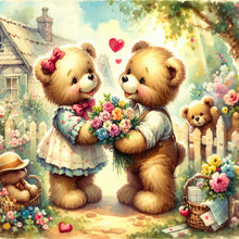 Load image into Gallery viewer, Rose Care Bear 30*30CM (canvas) Full Round Drill Diamond Painting
