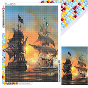 Sea Sailing Boat 50*70CM (canvas) Full Square Drill Diamond Painting