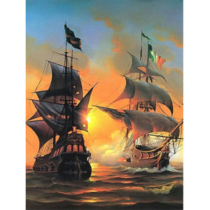 Sea Sailing Boat 50*70CM (canvas) Full Square Drill Diamond Painting