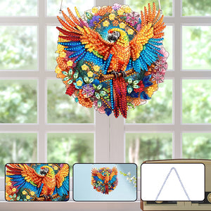 Acrylic Single-Sided Diamond Painting Hanging Pendant for Home Decor (Parrot)