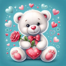 Load image into Gallery viewer, Rose Bear¡¤Blue 30*30CM (canvas) Full Round Drill Diamond Painting
