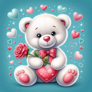 Rose Bear¡¤Blue 30*30CM (canvas) Full Round Drill Diamond Painting