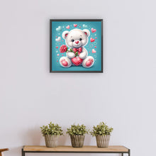 Load image into Gallery viewer, Rose Bear¡¤Blue 30*30CM (canvas) Full Round Drill Diamond Painting
