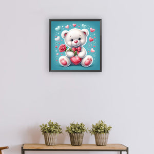 Rose Bear¡¤Blue 30*30CM (canvas) Full Round Drill Diamond Painting