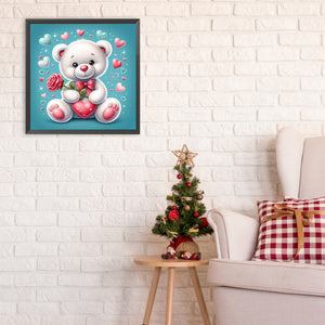 Rose Bear¡¤Blue 30*30CM (canvas) Full Round Drill Diamond Painting