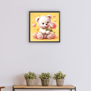 Rose Bear¡¤Yellow 30*30CM (canvas) Full Round Drill Diamond Painting