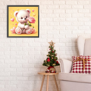 Rose Bear¡¤Yellow 30*30CM (canvas) Full Round Drill Diamond Painting