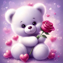 Load image into Gallery viewer, Rose Bear¡¤Purple 30*30CM (canvas) Full Round Drill Diamond Painting
