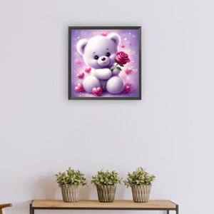 Rose Bear¡¤Purple 30*30CM (canvas) Full Round Drill Diamond Painting