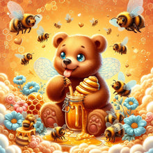 Load image into Gallery viewer, Bear And Bee 30*30CM (canvas) Full Round Drill Diamond Painting
