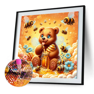 Bear And Bee 30*30CM (canvas) Full Round Drill Diamond Painting