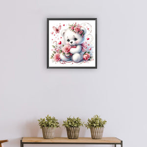 Bear And Rose 30*30CM (canvas) Full Round Drill Diamond Painting