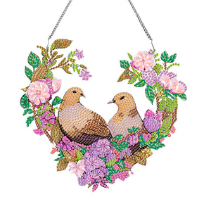 Acrylic Single-Sided Diamond Painting Hanging Pendant for Home Decor (Pigeon)