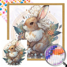 Load image into Gallery viewer, Brown Bunny With Flowers 40*40CM (canvas) Full AB Round Drill Diamond Painting
