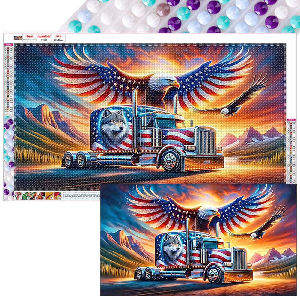 American Eagle 70*40CM (canvas) Full Round Drill Diamond Painting