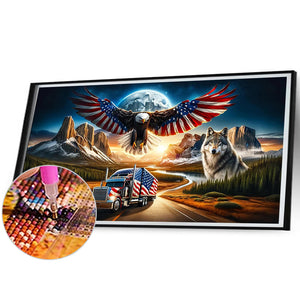 American Eagle 70*40CM (canvas) Full Round Drill Diamond Painting