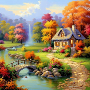 Garden House 30*30CM (canvas) Full Round Drill Diamond Painting