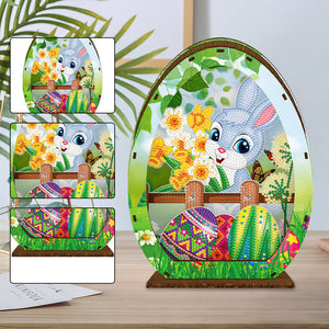 Wooden Easter Egg Rabbit Special Shaped Diamond Painting Lamp for Adult Kids