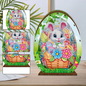 Wooden Easter Egg Rabbit Special Shaped Diamond Painting Lamp for Adult Kids