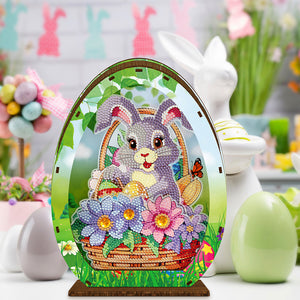 Wooden Easter Egg Rabbit Special Shaped Diamond Painting Lamp for Adult Kids