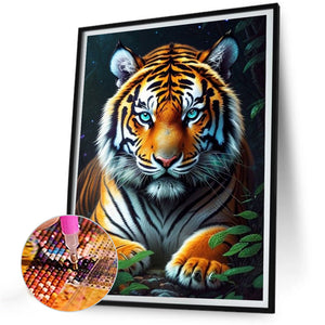 Tiger 30*40CM (canvas) Full Round Drill Diamond Painting