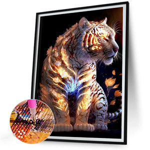Tiger 30*40CM (canvas) Full Round Drill Diamond Painting