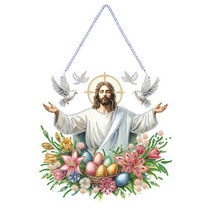 Acrylic Jesus Easter Egg Single-Sided 5D DIY Diamond Painting Hanging Pendant