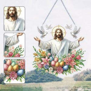 Acrylic Jesus Easter Egg Single-Sided 5D DIY Diamond Painting Hanging Pendant