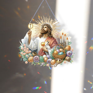 Acrylic Jesus Easter Egg Single-Sided 5D DIY Diamond Painting Hanging Pendant