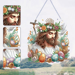 Acrylic Jesus Easter Egg Single-Sided 5D DIY Diamond Painting Hanging Pendant