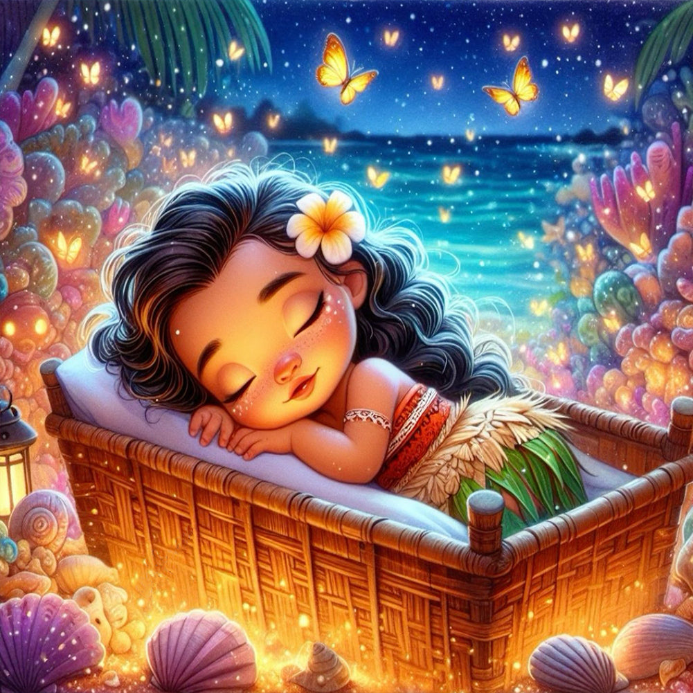 Sleeping Princess Moana 30*30CM (canvas) Full Round Drill Diamond Painting