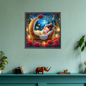 Sleeping Princess Belle 30*30CM (canvas) Full Round Drill Diamond Painting