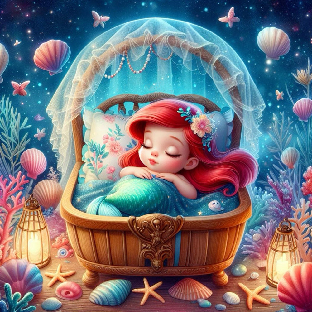 Sleeping Mermaid Princess 30*30CM (canvas) Full Round Drill Diamond Painting