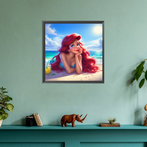 Beautiful Modern Mermaid Princess 30*30CM (canvas) Full Round Drill Diamond Painting