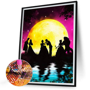Silhouette--Dancing Princess And Prince 30*40CM (canvas) Full Round Drill Diamond Painting