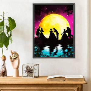 Silhouette--Dancing Princess And Prince 30*40CM (canvas) Full Round Drill Diamond Painting