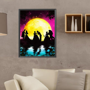 Silhouette--Dancing Princess And Prince 30*40CM (canvas) Full Round Drill Diamond Painting